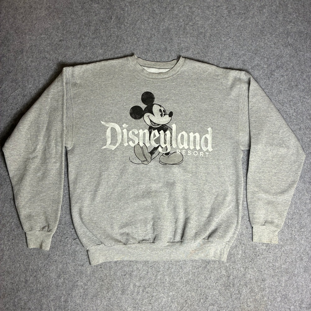 Disneyland Resort Mickey Mouse Sweatshirt Size Large Gray Hanes Crewneck